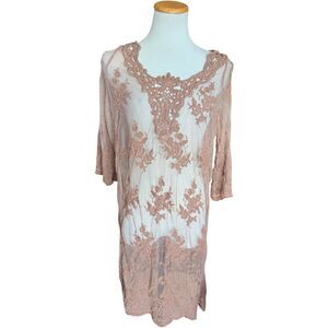 Womens Shein Curve Brown Lace Beach Pool Gauze Coverup Cover Up - Sz XL